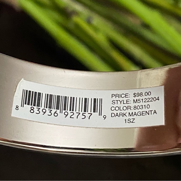 MARC JACOBS Dark Magenta Logo Enamel Hinged Bangle Bracelet - Picture 11 of 11